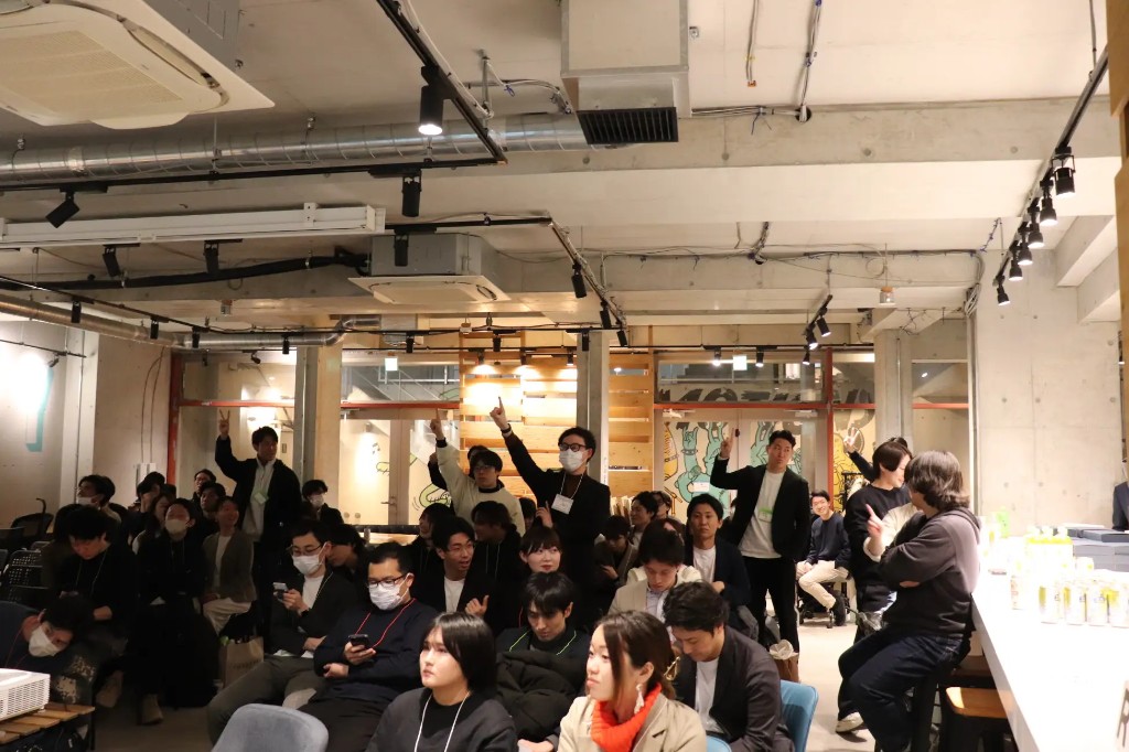 AI quiz participants raising hands